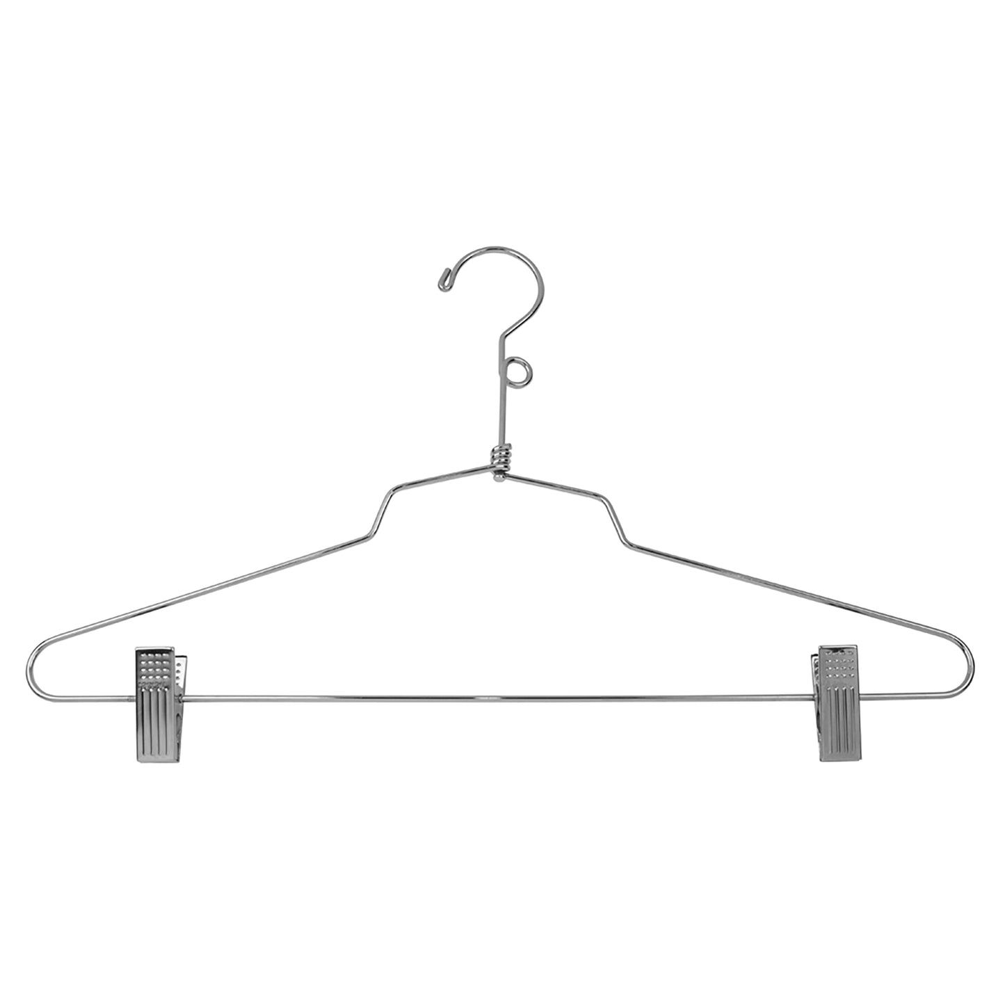 Cintre combiné en acier de 16 po avec clips pour coussin en vinyle et crochet à boucle