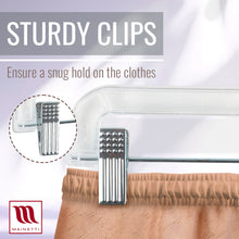 14" Pant/Skirt Bottom Hangers with 360° Swivel Metal Hook & Sturdy Metal Non-Slip Padded Clips Clear Plastic (Mainetti 5131)