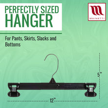 12” Bottom Hanger Rubber Padded Clips Black Recycled Plastic (Mainetti 6212)
