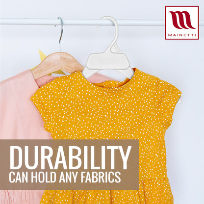 Mainetti 472, 15" blanc tout en plastique, cintres pour chemises, avec encoches pour sangles