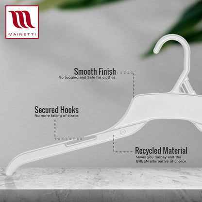 Mainetti 491, cintres en plastique, coloris naturel, 48 cm, pour chemises, hauts et robes, avec encoches pour bretelles
