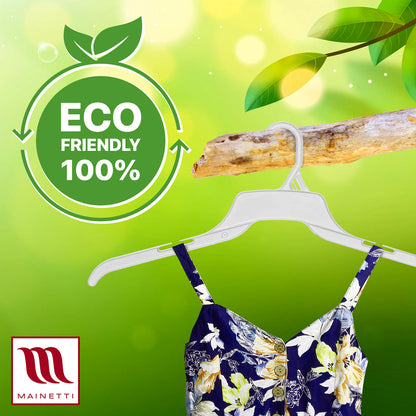 Mainetti 491, cintres en plastique, coloris naturel, 48 cm, pour chemises, hauts et robes, avec encoches pour bretelles