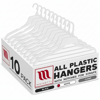 Mainetti 491, cintres en plastique, coloris naturel, 48 cm, pour chemises, hauts et robes, avec encoches pour bretelles