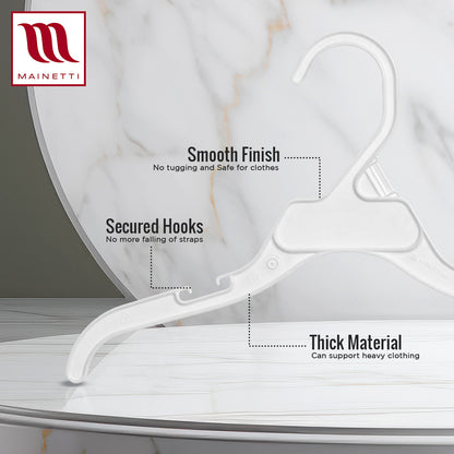 Cintres en plastique blanc de 30,5 cm, pour hauts et robes, avec encoches pour bretelles (Mainetti 496)