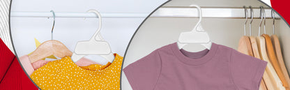 Mainetti 472, 15" blanc tout en plastique, cintres pour chemises, avec encoches pour sangles