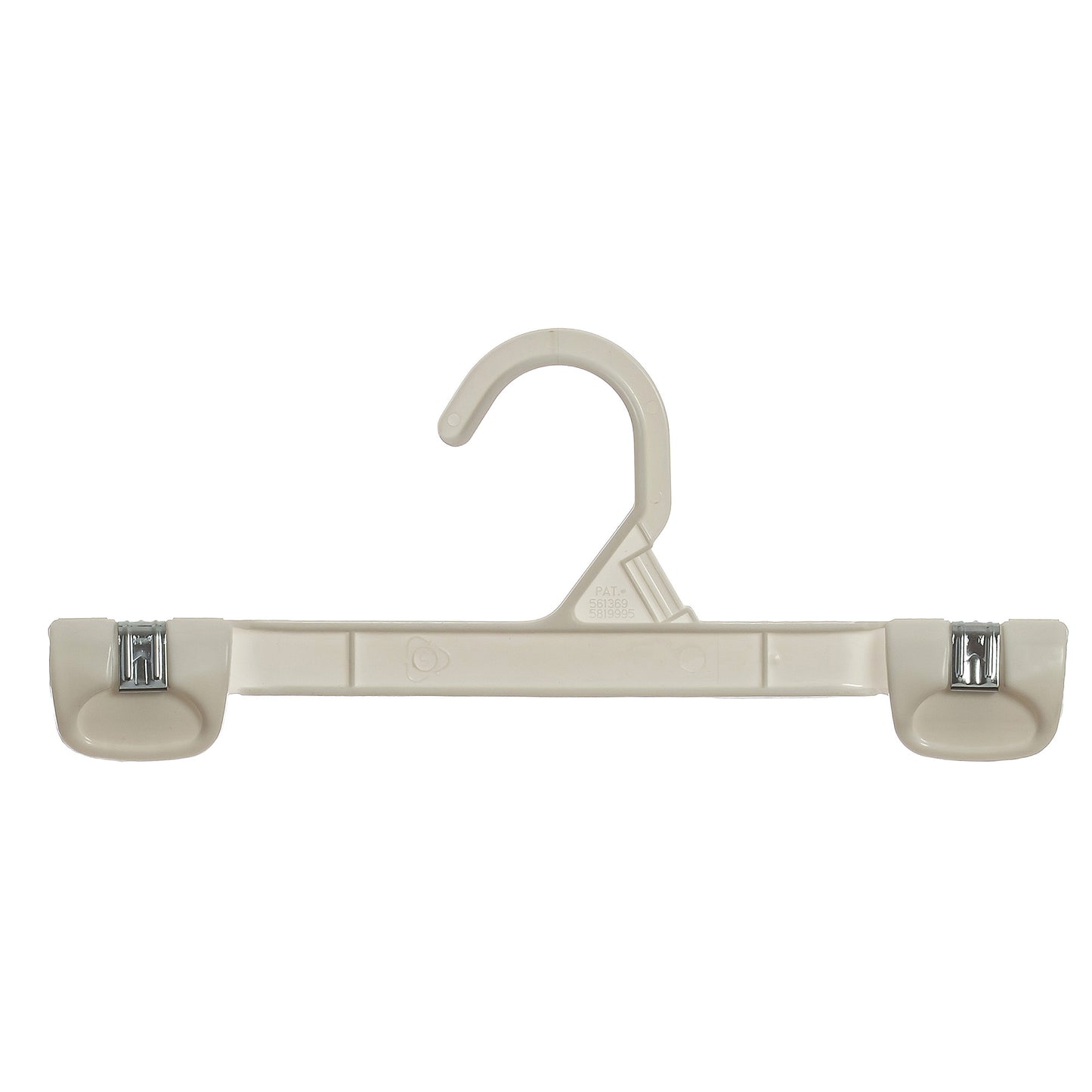 10" White Plastic Pant Skirt Slack Bottom Hangers With Sturdy Plastic Non-Slip Clips (Mainetti 1001)