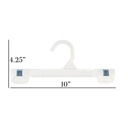 10" Pant/Skirt Bottom Hangers with Sturdy Non-Slip Clips White All Plastic (Mainetti 1001)