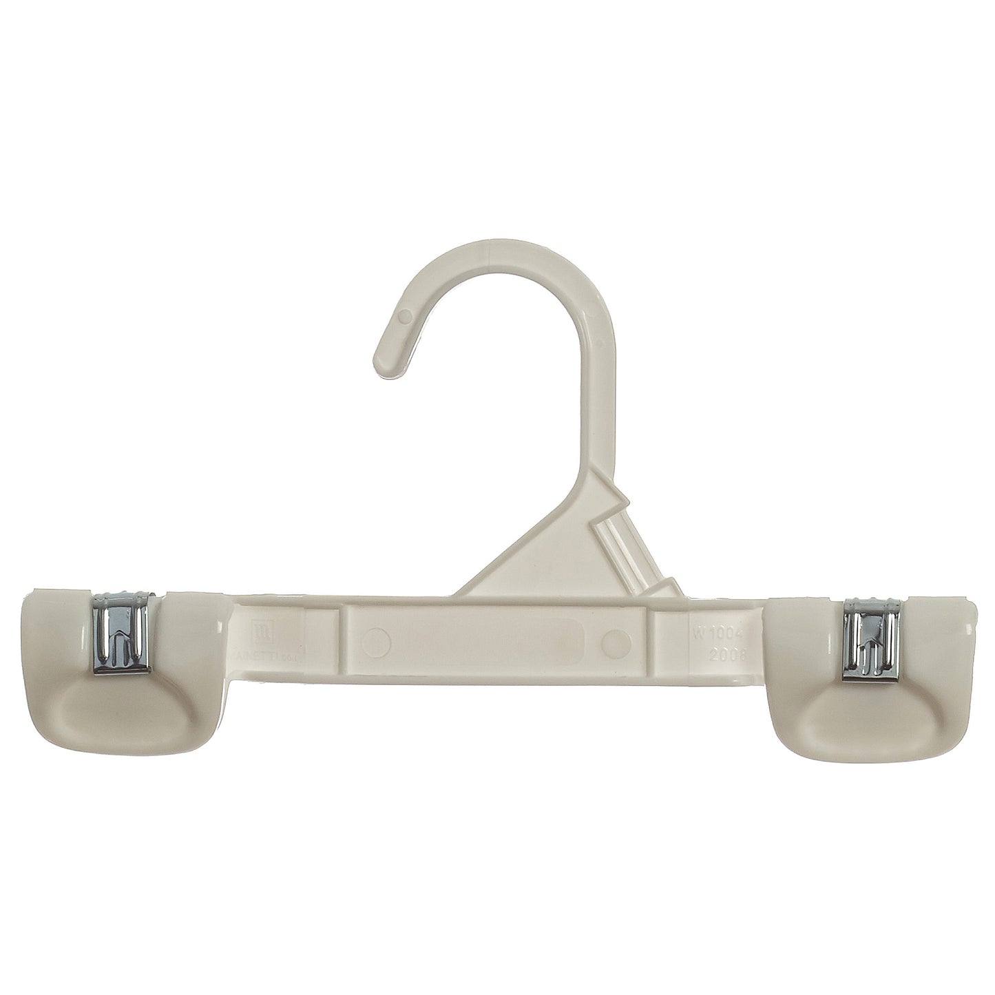 8" White All Plastic Pant Skirt Slack Hangers With Sturdy Non-Slip Clips (Mainetti 1004)