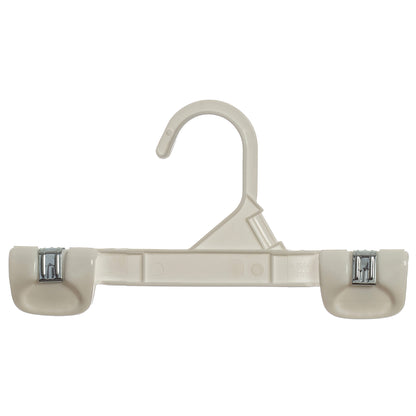 8" White All Plastic Pant Skirt Slack Hangers With Sturdy Non-Slip Clips (Mainetti 1004)