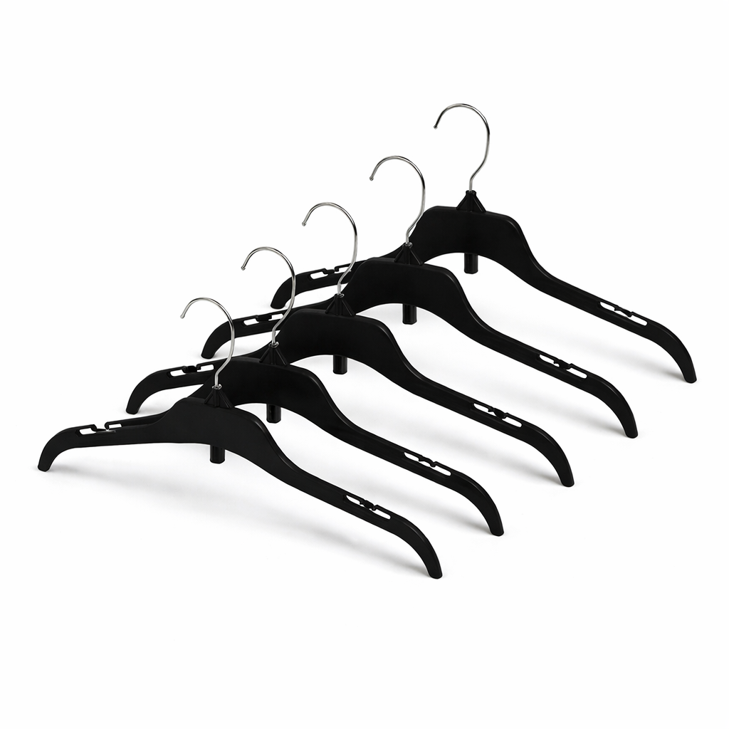 15” Top Hanger Black Recycled Plastic (Mainetti 485CG)