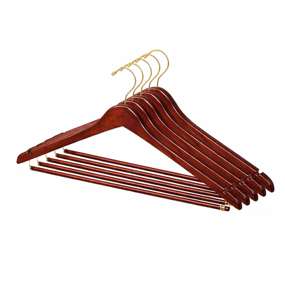 17" Contoured Wooden Suit Hanger with Locking Bar