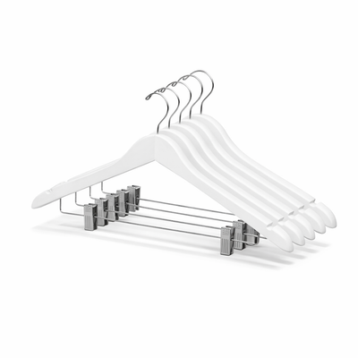 17" Rubber Coated Wooden Suit Hanger with Metal Clips