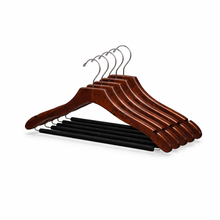 17" Wavy Wooden Suit Hanger with Flocked Bar