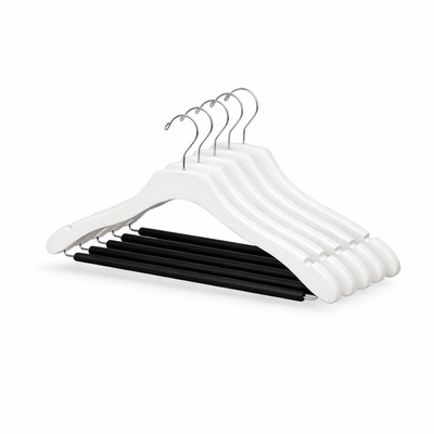 17" Wavy Wooden Suit Hanger with Flocked Bar