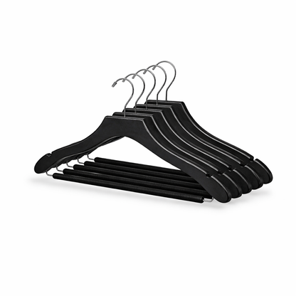 Percha para traje de 17" de madera ondulada con barra flocada