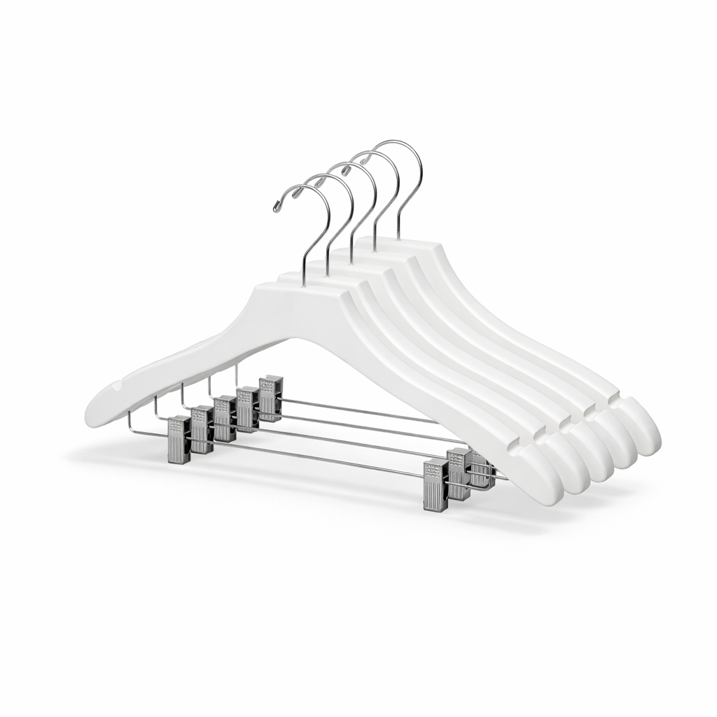 17" Wavy Wooden Suit Hanger With Metal Clips (Mainetti 3000)