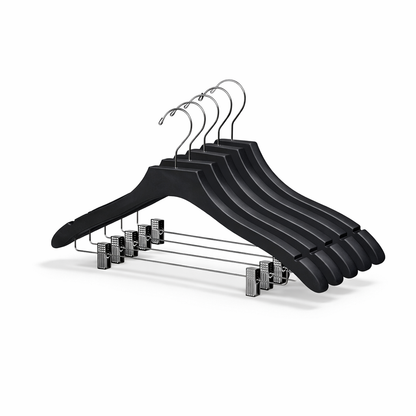 17" Wavy Wooden Suit Hanger With Metal Clips (Mainetti 3000)