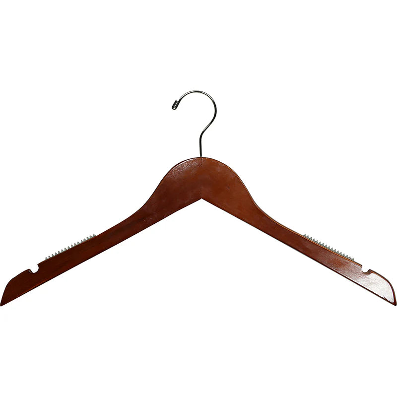 Cintre en bois de 43 cm avec barre antidérapante en caoutchouc