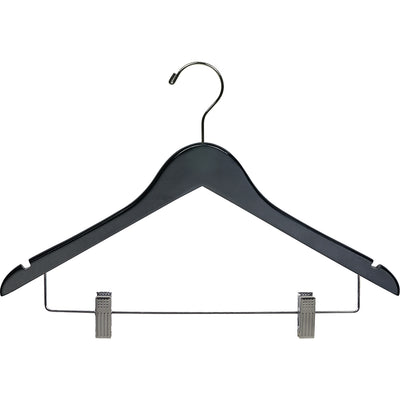 17" Wooden Suit Hanger With Metal Clips & Hook (Mainetti 200)