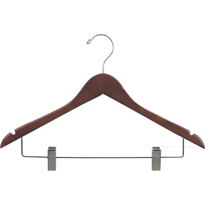 17" Rubber Coated Wooden Suit Hanger with Metal Clips
