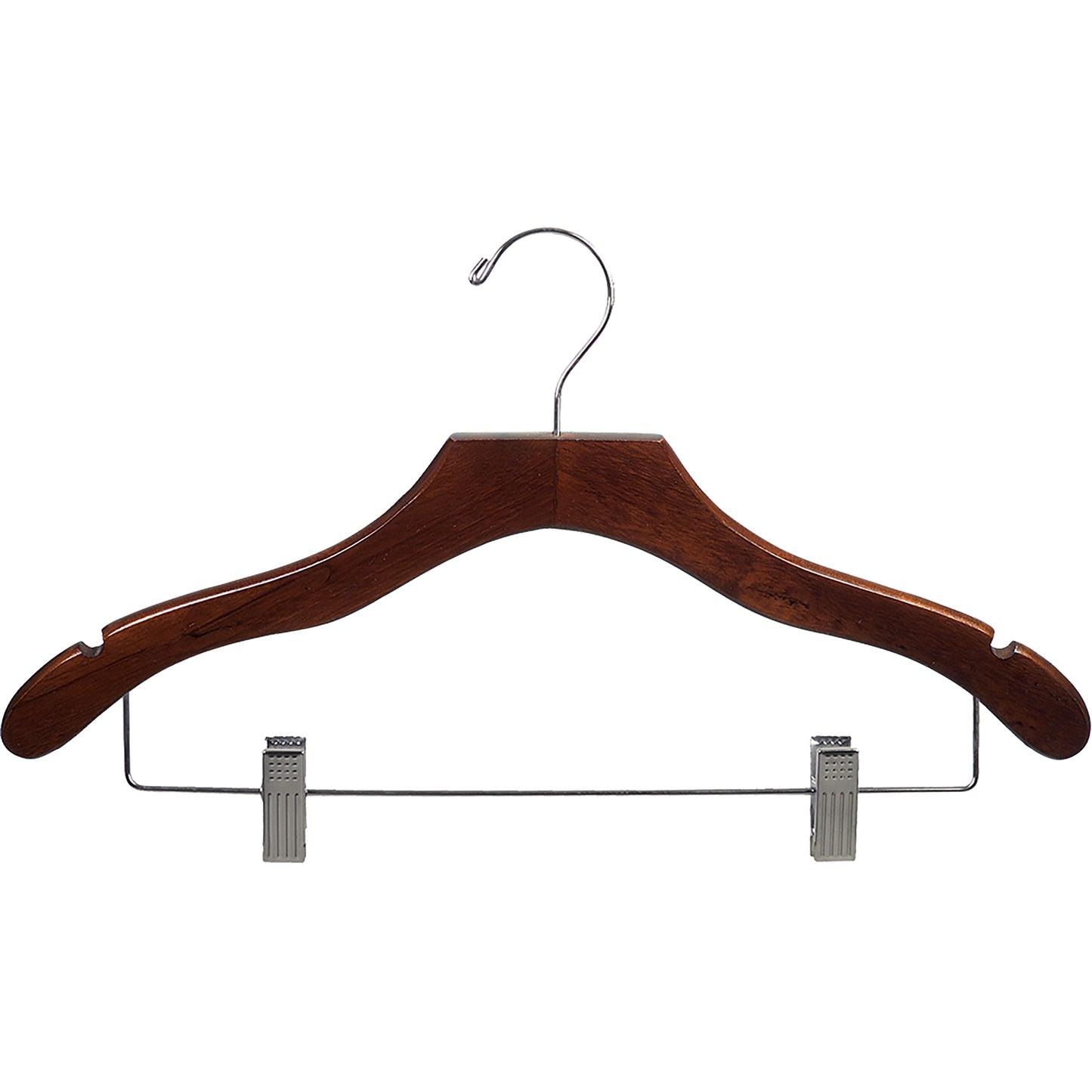 17" Wavy Wooden Suit Hanger With Metal Clips (Mainetti 3000)