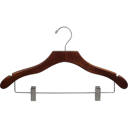 17" Wavy Wooden Suit Hanger With Metal Clips (Mainetti 3000)