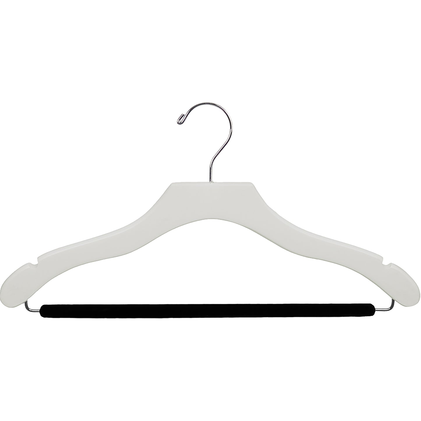 Percha para traje de 17" de madera ondulada con barra flocada