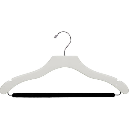 Percha para traje de 17" de madera ondulada con barra flocada