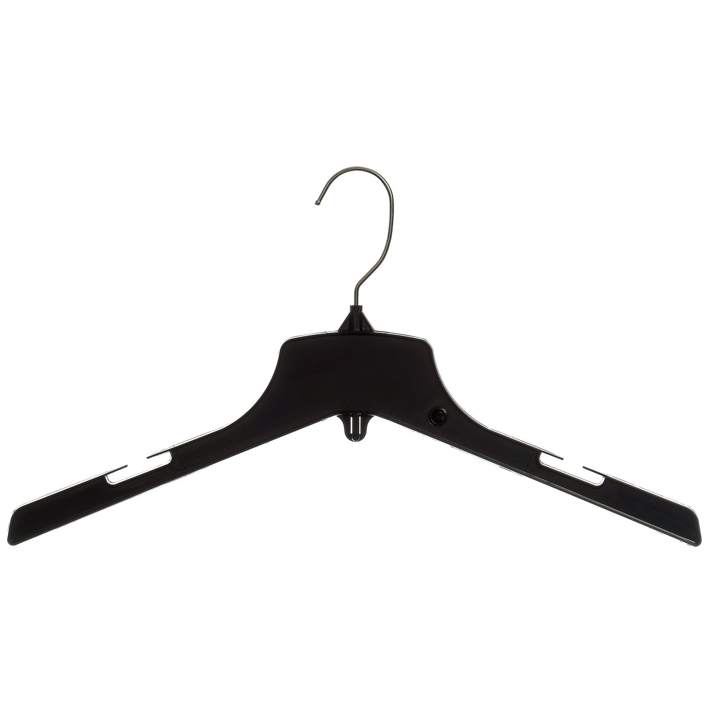 17" Heavy Duty Black Plastic, Jacket Coat Outerwear Hangers, with standard turnable metal hook (Mainetti 3328)