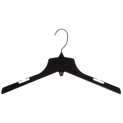 17" Heavy Duty Black Plastic, Jacket Coat Outerwear Hangers, with standard turnable metal hook (Mainetti 3328)