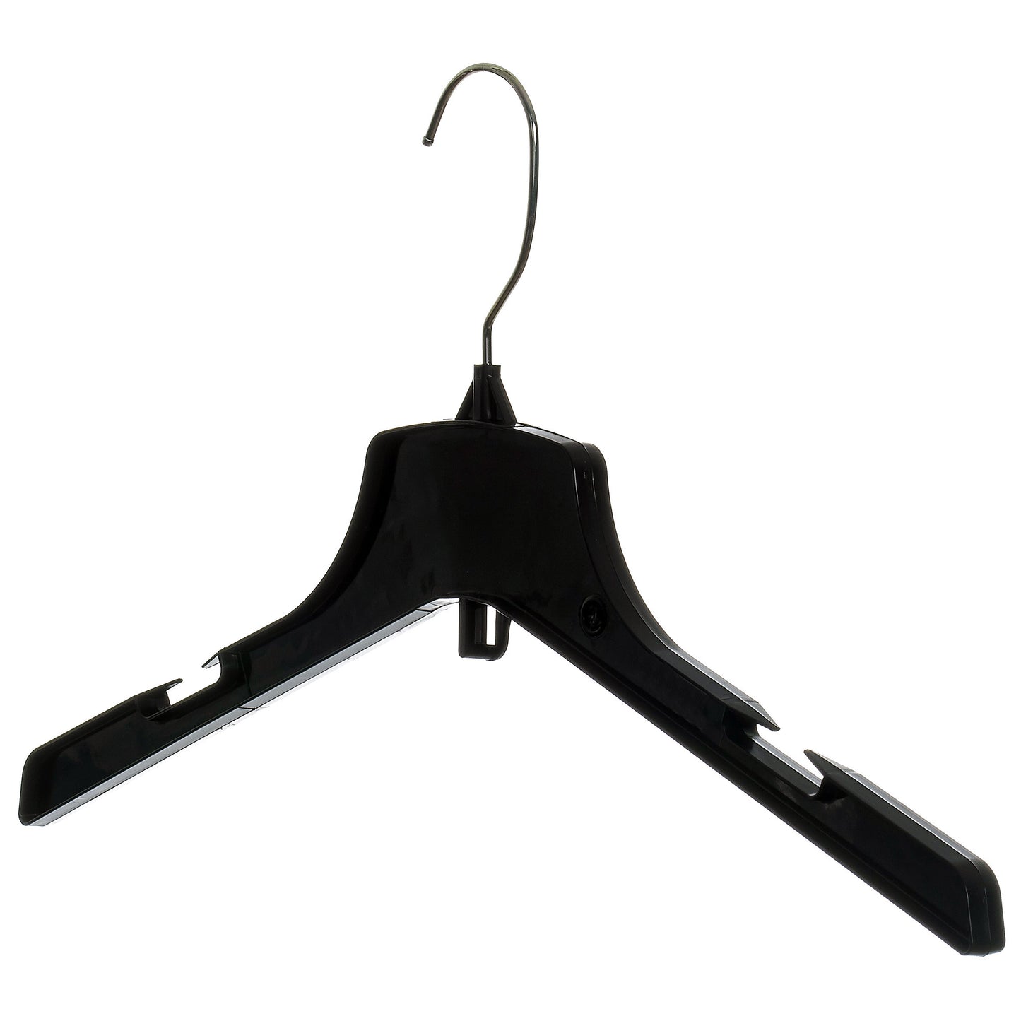 17" Heavy Duty Black Plastic, Jacket Coat Outerwear Hangers, with standard turnable metal hook (Mainetti 3328)