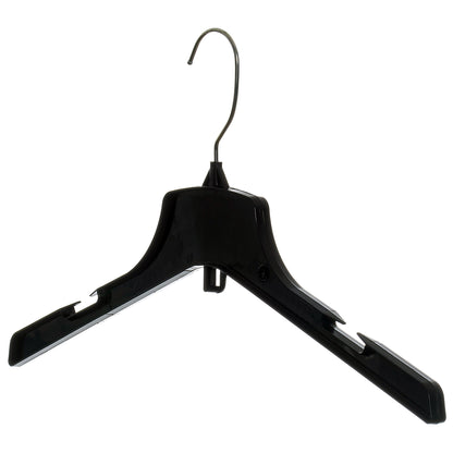 17" Heavy Duty Black Plastic, Jacket Coat Outerwear Hangers, with standard turnable metal hook (Mainetti 3328)
