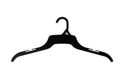 Mainetti 340, 16" Black all Plastic, Shirt Top Dress Hangers, with notches for straps