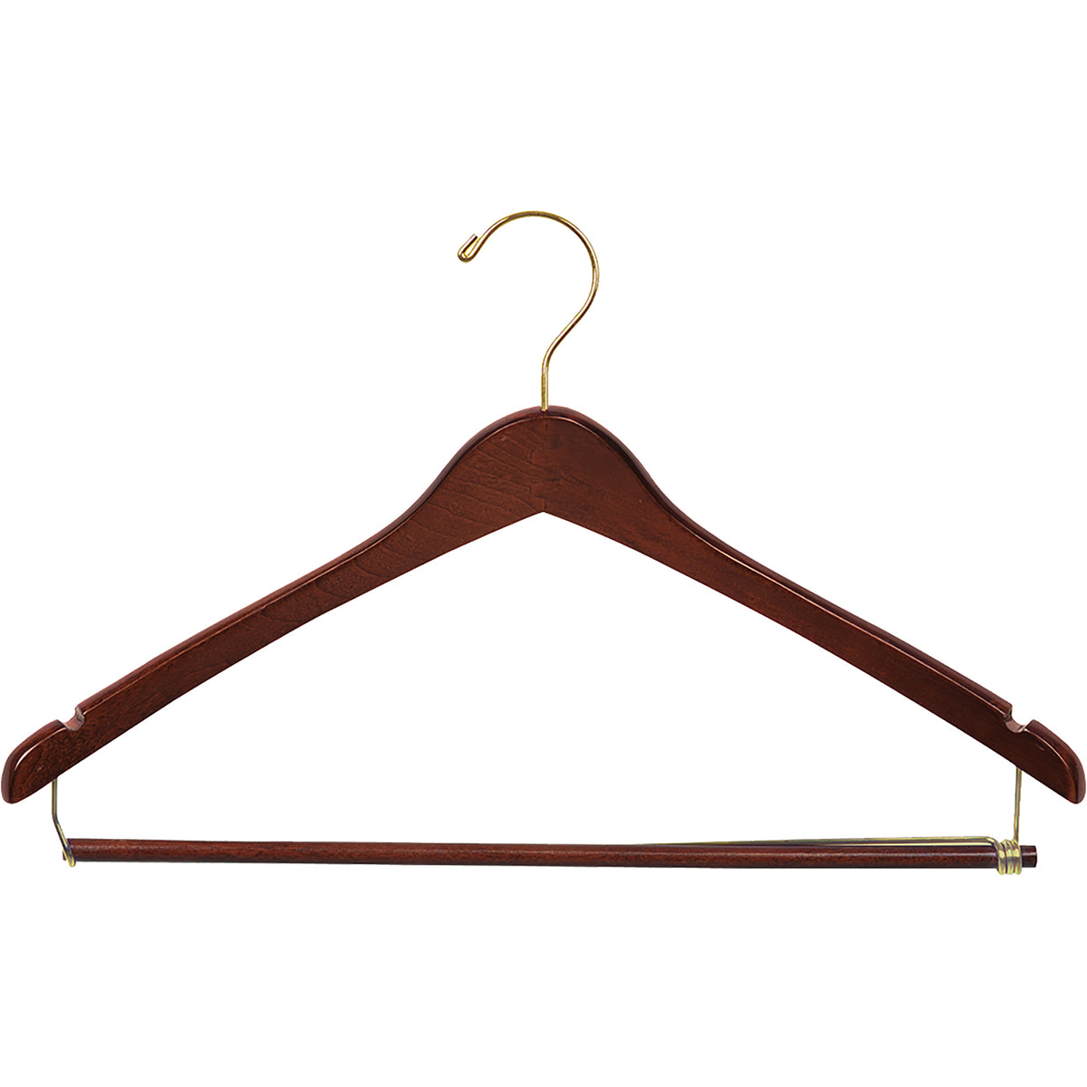 17" Contoured Wooden Suit Hanger with Locking Bar