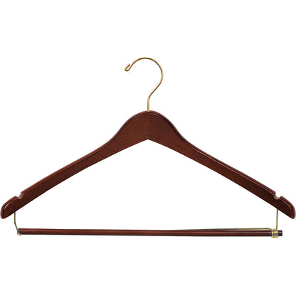 17" Contoured Wooden Suit Hanger with Locking Bar