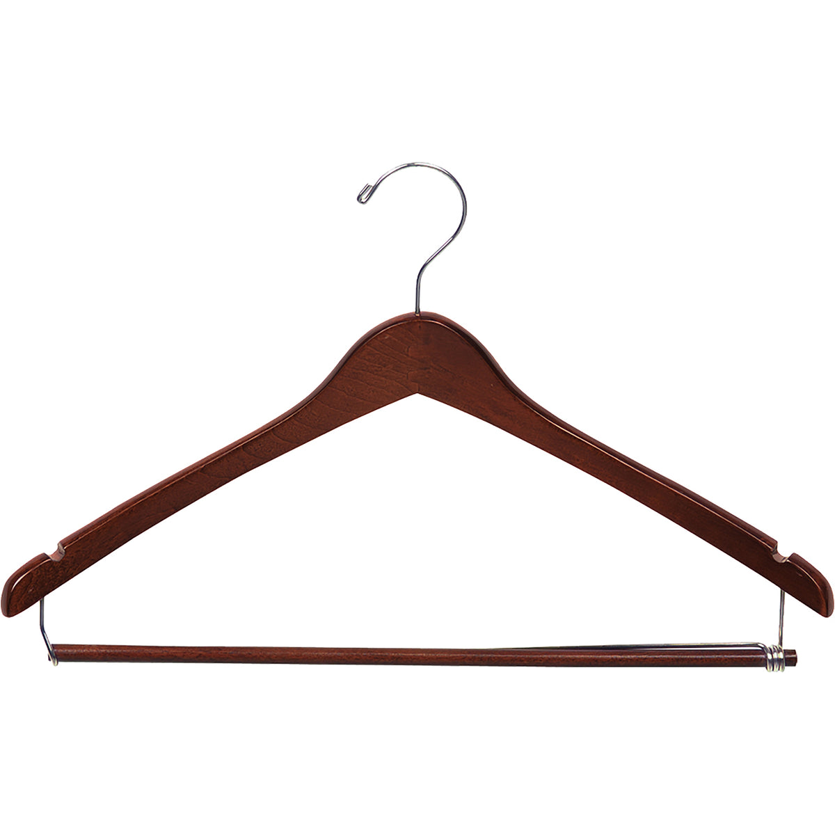 17" Contoured Wooden Suit Hanger with Locking Bar