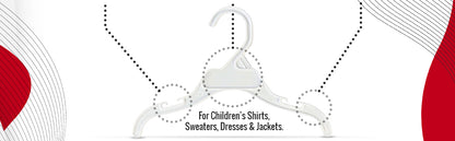 10" Shirt Top Dress Hangers with Notches for Straps White All Plastic (Mainetti 495)