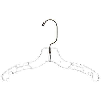 Cintres pour hauts de chemise de 12 po avec crochet pivotant en métal à 360° et encoches pour bretelles en plastique transparent (Mainetti 5075)