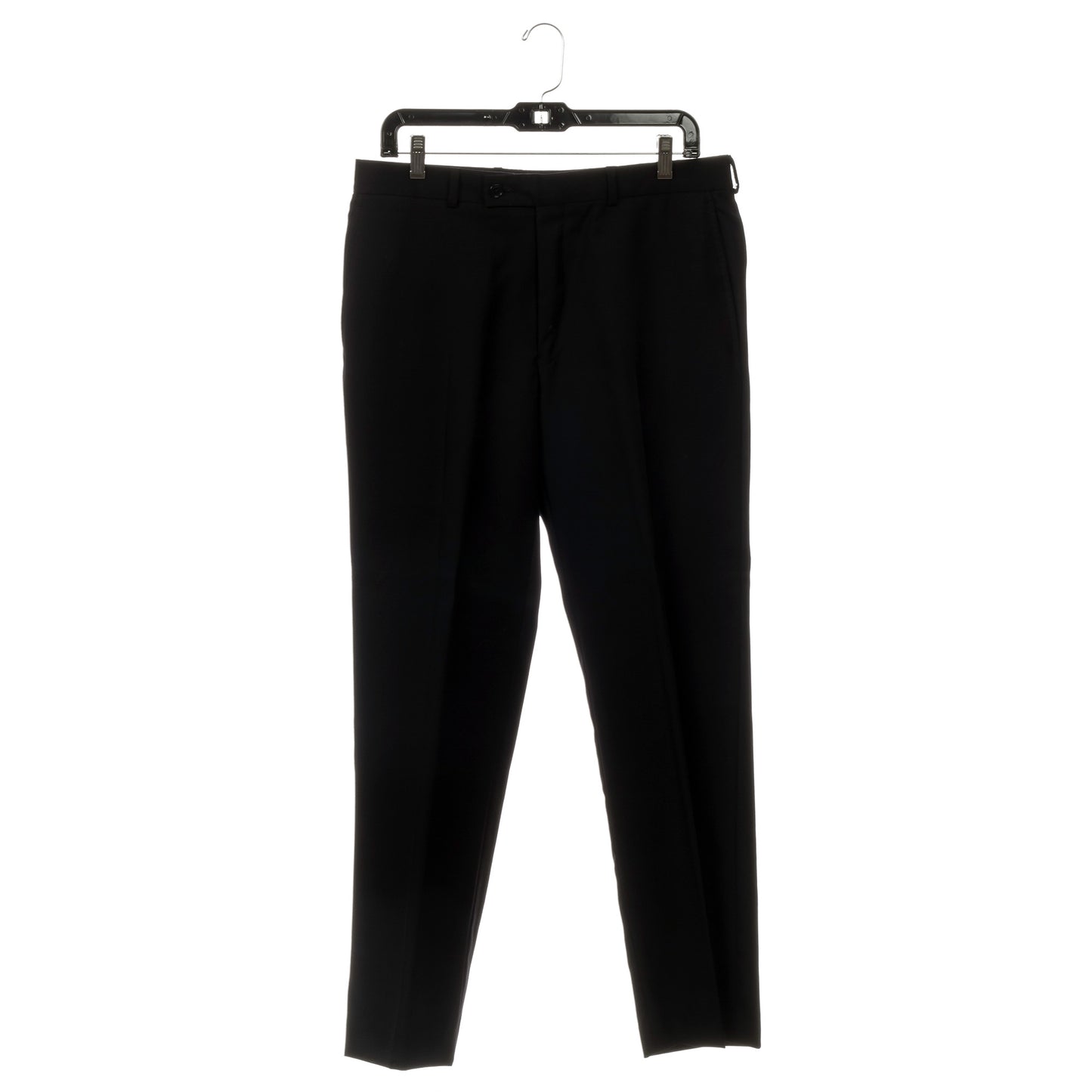 Cintres à Pantalons/Jupes de 14" avec Crochet Métallique Pivotant à 360° et Pinces Métalliques Rembourrées Antidérapantes Robustes en Plastique Noir (Mainetti 5131)