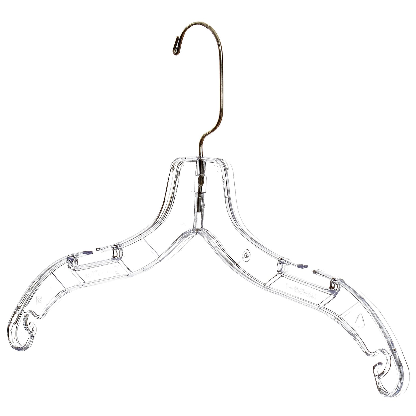 Cintres de 43 cm pour chemises, hauts et robes avec crochet métallique pivotant à 360° et encoches pour bretelles en plastique transparent (Mainetti 5400)