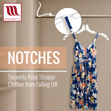 17" Shirt Top Dress Hangers with 360° Swivel Metal Hook & Notches for Straps Clear Plastic (Mainetti 5400)