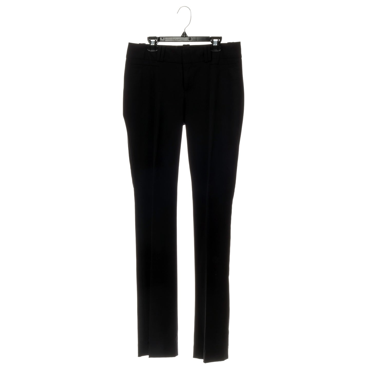 Perchas Mainetti 6010 de plástico negro de 10" para pantalones, faldas y pantalones holgados, con gancho metálico giratorio y pinzas antideslizantes de plástico resistente.