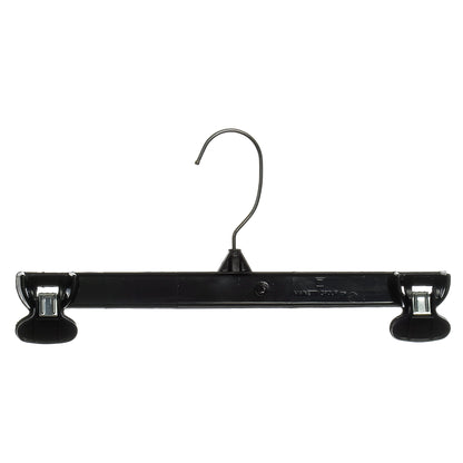 12" Black Plastic Pant/Skirt Slack Bottom Hangers With Turnable Metal Hook & Non-Slip Clips (Mainetti 6012)