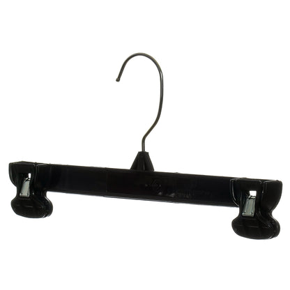 12" Black Plastic Pant/Skirt Slack Bottom Hangers With Turnable Metal Hook & Non-Slip Clips (Mainetti 6012)