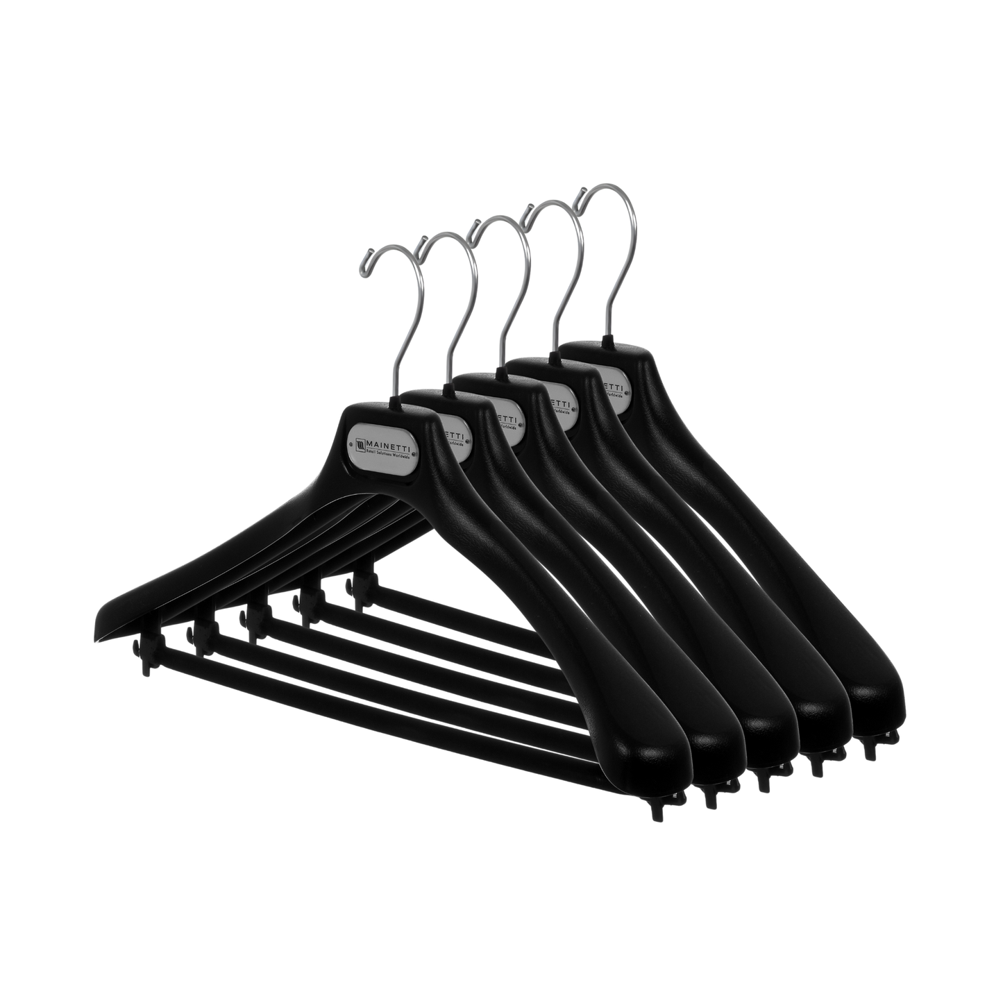 Cintre de costume noir 43 cm avec barre floquée - AT42-1