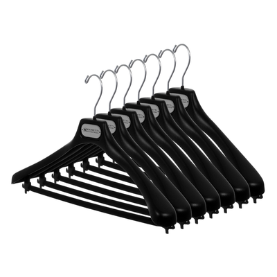 18" Black Plastic Suit Hanger with Flocked Bar(Mainetti AT45)