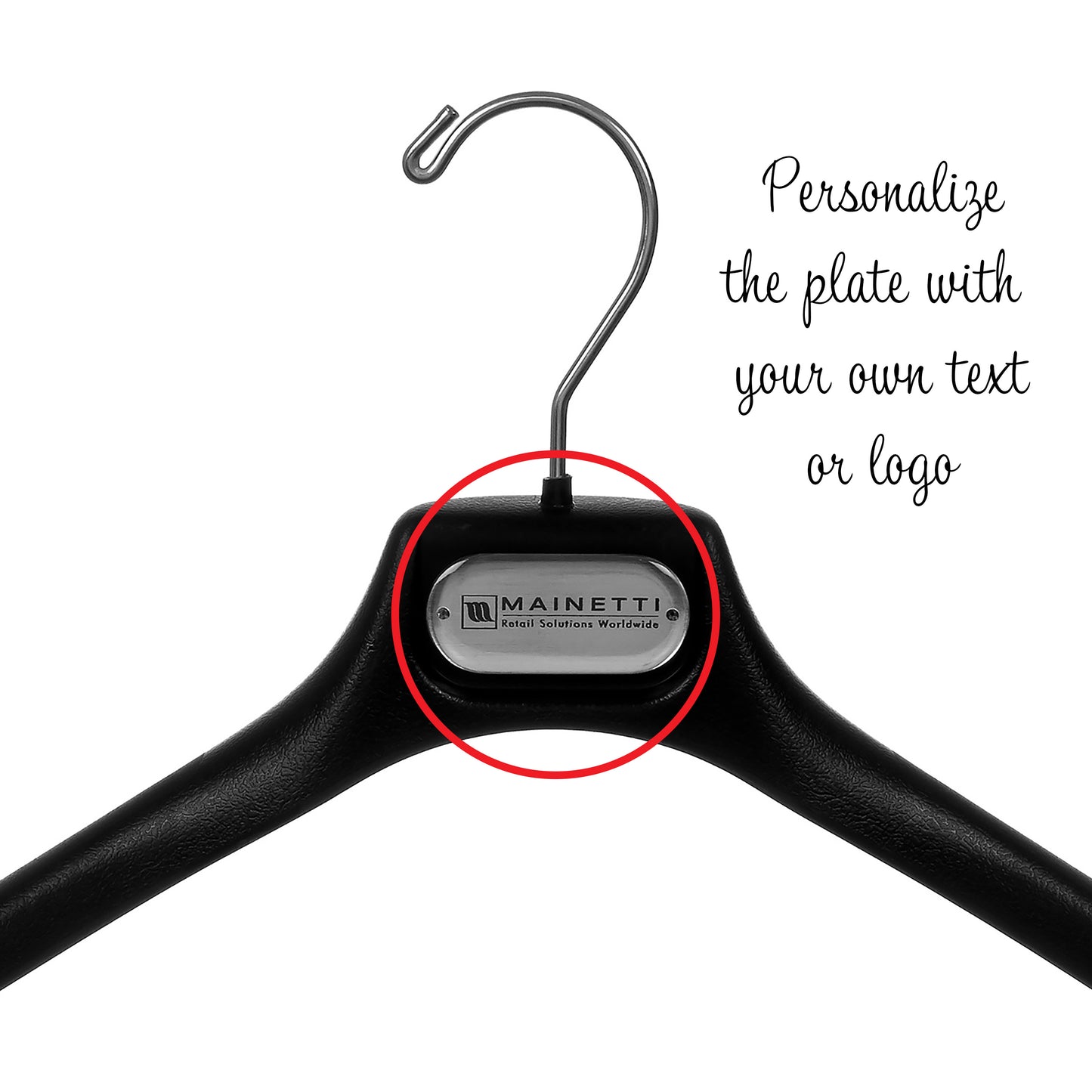 Cintre de costume noir 43 cm avec barre floquée - AT42-1