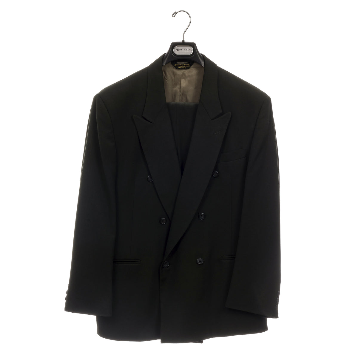Cintre de costume noir 43 cm avec barre floquée - AT42-1