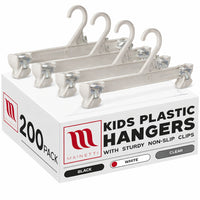 12" White Plastic Pant Skirt Slack Bottom Hangers With Non-Slip Clips (Mainetti 6112)