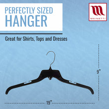 19" Black Plastic Shirt Top Dress Hangers With Metal Hook & Notches (Mainetti 479)